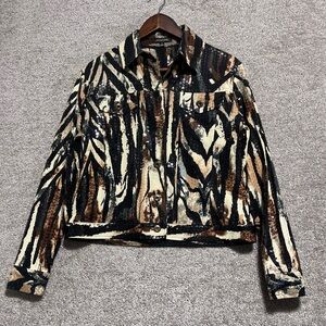 Notations Woman’s Animal Print Button Up Shirt Lightweight Jacket Size Small